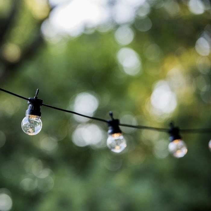 Party Clear Connectable Outdoor String Lights - LUMI JARDIN - 20 LED Bistro Globes - Warm White