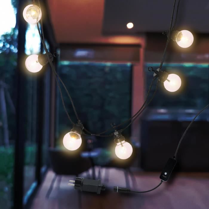 Party Clear Connectable Outdoor String Lights - LUMI JARDIN - 20 LED Bistro Globes - Warm White