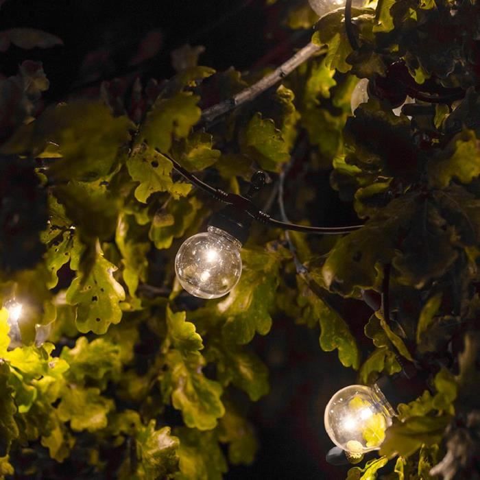 Party Clear Connectable Outdoor String Lights - LUMI JARDIN - 20 LED Bistro Globes - Warm White