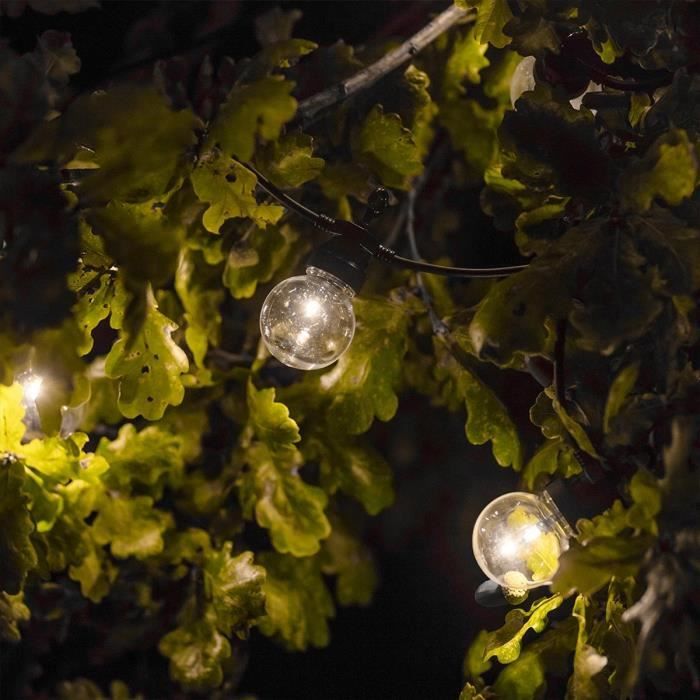 Party Clear Connectable Outdoor String Lights - LUMI JARDIN - 20 LED Bistro Globes - Warm White