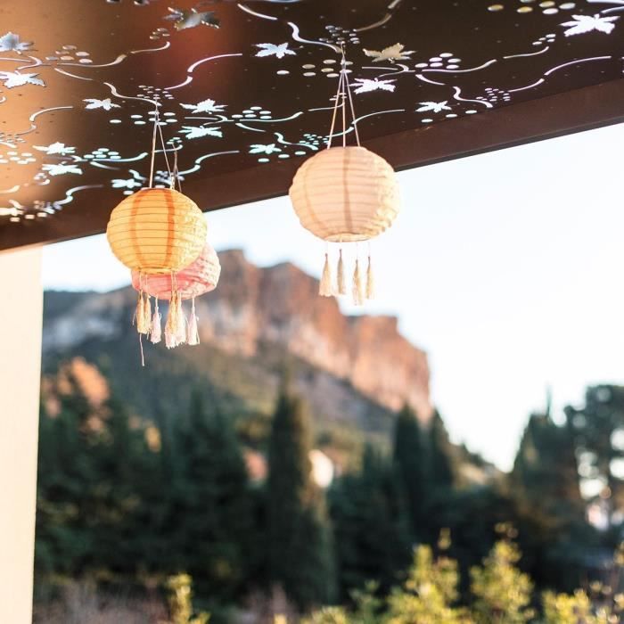 LUMISKY SHANGRI LA Set of 3 Solar Lanterns - H20 cm - Pink, Cream and Orange - Warm White LED