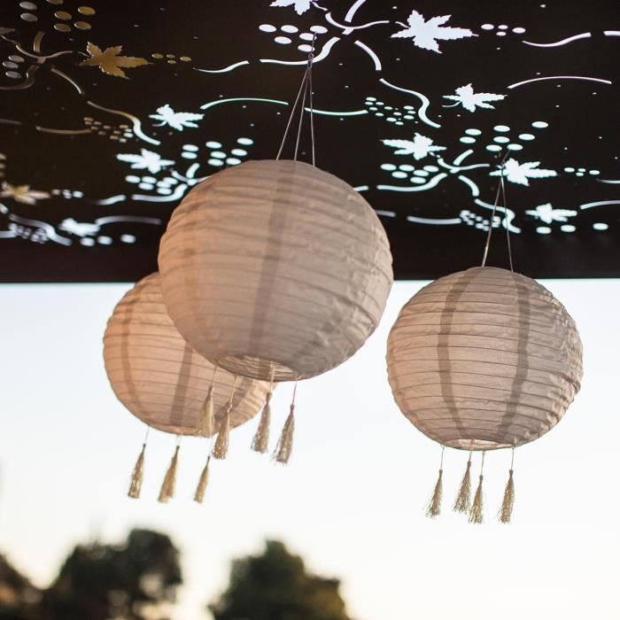 LED Solar Pendant Light - LUMISKY - HIMALAYA - Ø30cm - Beige, Cream and Festive Wedding Colors - 8-Hour Battery Life