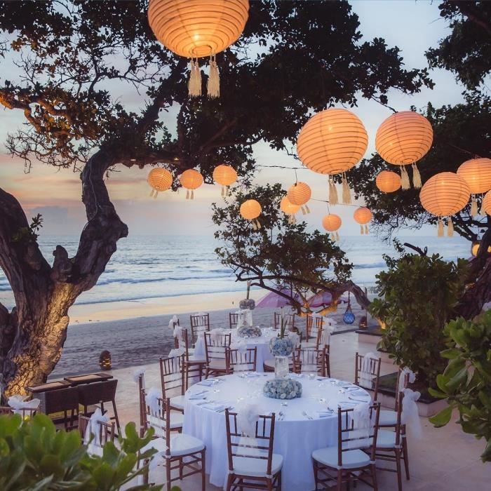 LED Solar Pendant Light - LUMISKY - HIMALAYA - Ø30cm - Beige, Cream and Festive Wedding Colors - 8-Hour Battery Life