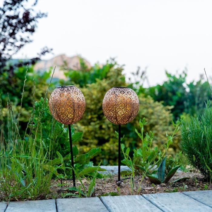 LUMISKY AGADIR Set of 2 Solar-Powered Stake Lights - H45 cm - Oriental Style - Warm White LED