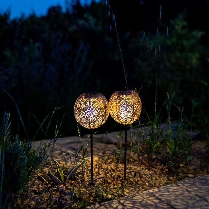 LUMISKY AGADIR Set of 2 Solar-Powered Stake Lights - H45 cm - Oriental Style - Warm White LED