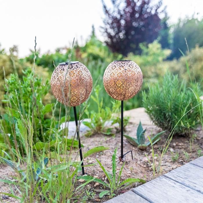LUMISKY AGADIR Set of 2 Solar-Powered Stake Lights - H45 cm - Oriental Style - Warm White LED