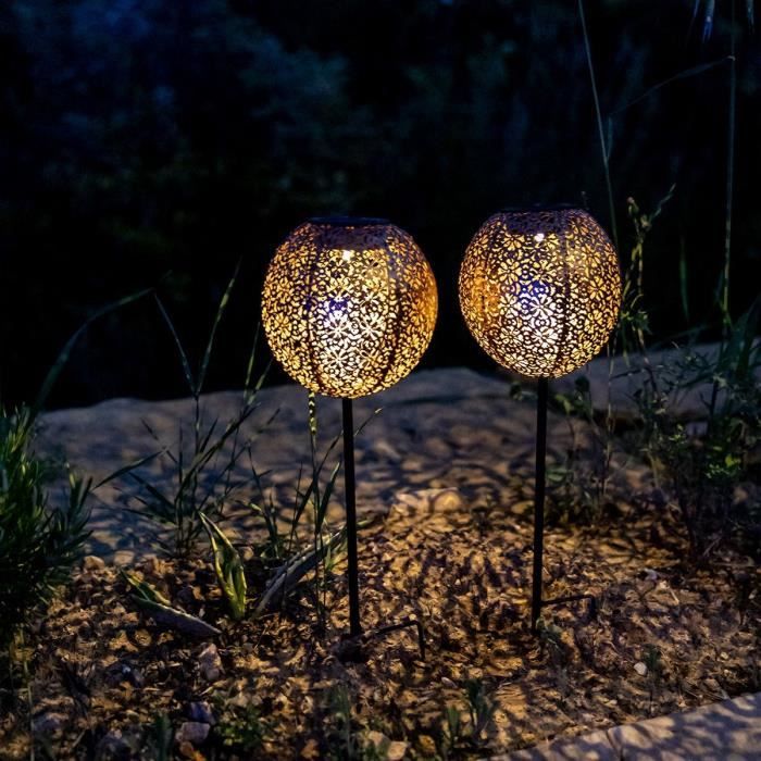 LUMISKY AGADIR Set of 2 Solar-Powered Stake Lights - H45 cm - Oriental Style - Warm White LED