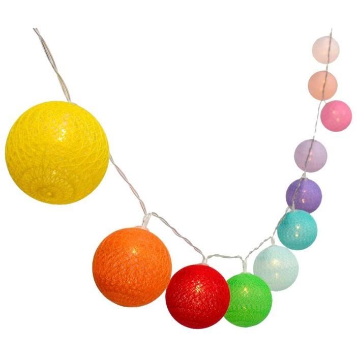 LUMISKY Solar String Lights - MIMY COLORS SOLAR - 3.80 m - Cotton Balls - 10 Bulbs - Warm White LED