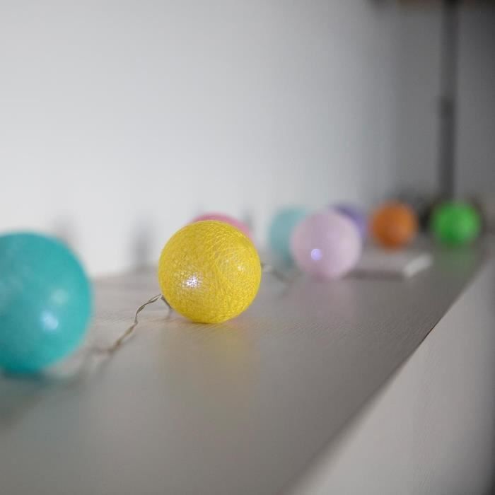 LUMISKY Solar String Lights - MIMY COLORS SOLAR - 3.80 m - Cotton Balls - 10 Bulbs - Warm White LED