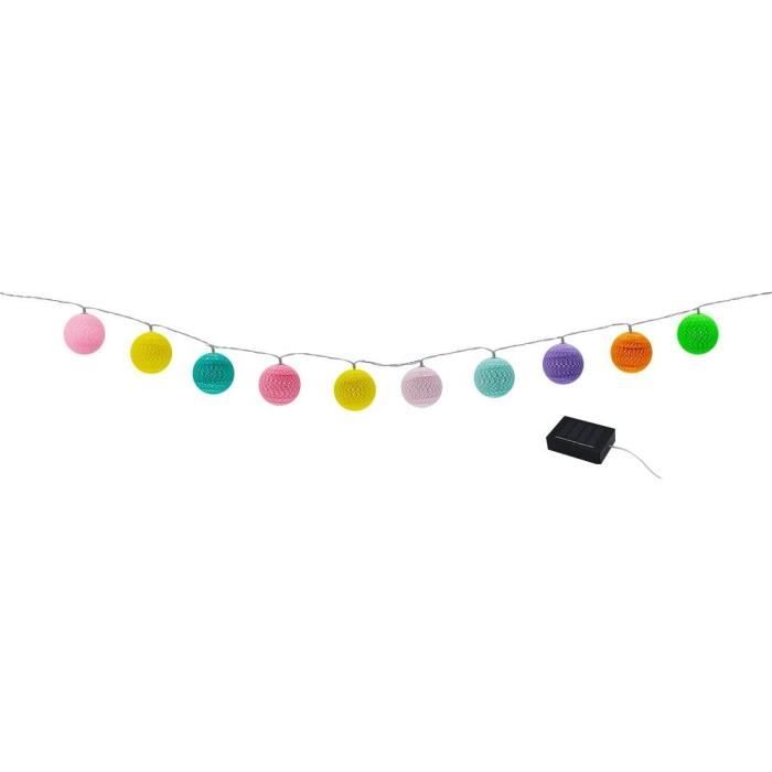 LUMISKY Solar String Lights - MIMY COLORS SOLAR - 3.80 m - Cotton Balls - 10 Bulbs - Warm White LED