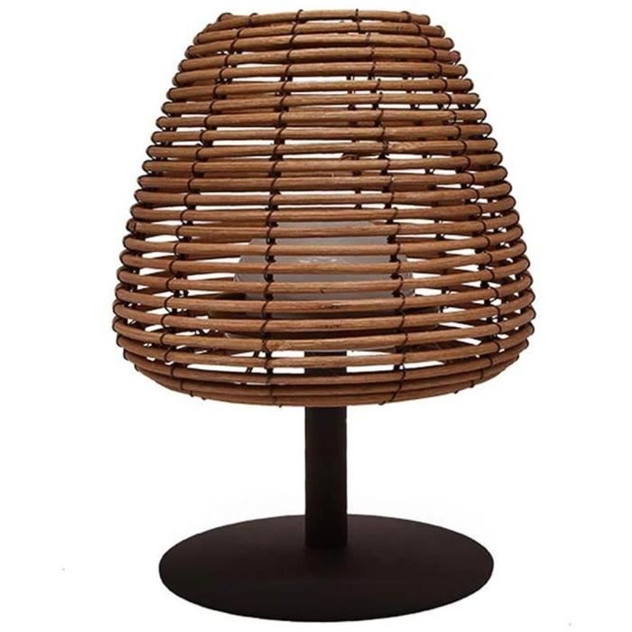LUMISKY Wireless Table Lamp - BOHEME - H25 cm - Natural Rattan - Warm White & White LED