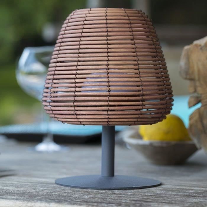 LUMISKY Wireless Table Lamp - BOHEME - H25 cm - Natural Rattan - Warm White & White LED