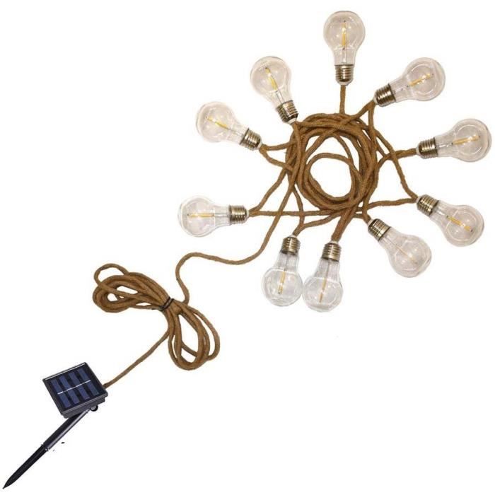 LUMISKY Solar String Lights - FANTASY CORD SOLAR - 7.50 m - 10 Clear Bulbs - Warm White LEDs