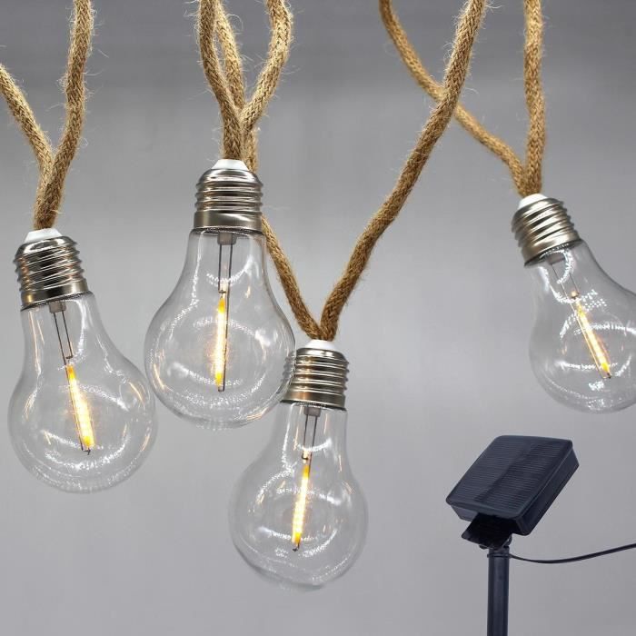 LUMISKY Solar String Lights - FANTASY CORD SOLAR - 7.50 m - 10 Clear Bulbs - Warm White LEDs