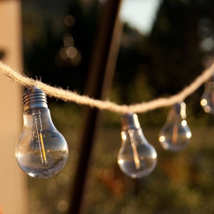 LUMISKY Solar String Lights - FANTASY CORD SOLAR - 7.50 m - 10 Clear Bulbs - Warm White LEDs