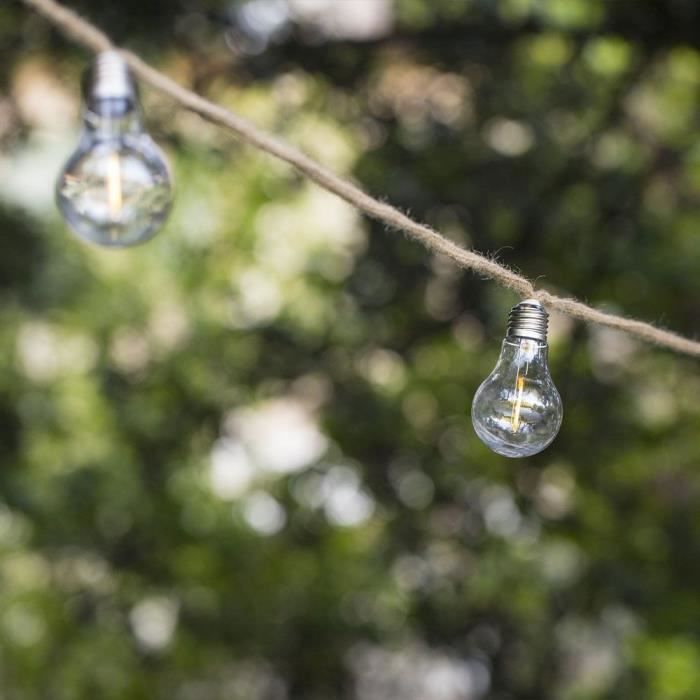 LUMISKY Solar String Lights - FANTASY CORD SOLAR - 7.50 m - 10 Clear Bulbs - Warm White LEDs