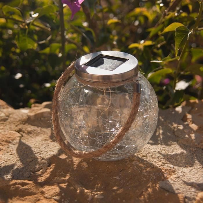 LUMISKY Set of 2 Solar Spheres - CRACK BALL CORD - H13 cm - Warm White LED