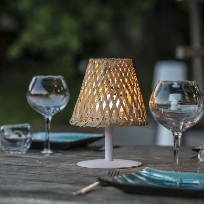LUMISKY Wireless Table Lamp - IBIZA - H26 cm - Natural Bamboo - Warm White and White LED