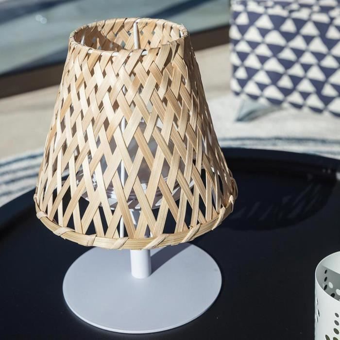LUMISKY Wireless Table Lamp - IBIZA - H26 cm - Natural Bamboo - Warm White and White LED