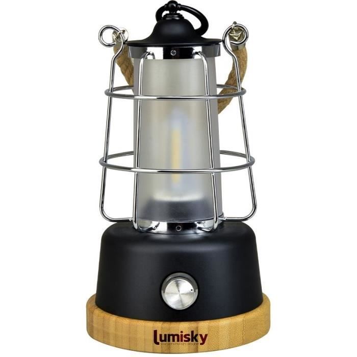 LUMISKY Wireless Lantern - WILDY - H23 cm - Rope Handle - Warm White and Dimmable LED