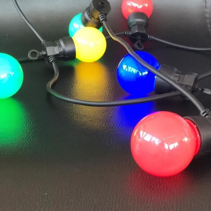 LUMISKY Solar String Lights - PARTY GUINGUETTE SOLAR - 5.70 m - 8 Modes - 10 Multicolored LED Globes