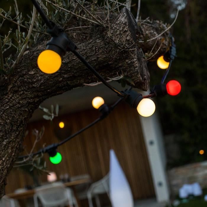 LUMISKY Solar String Lights - PARTY GUINGUETTE SOLAR - 5.70 m - 8 Modes - 10 Multicolored LED Globes