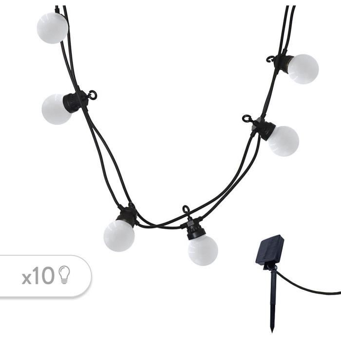 LUMISKY Solar String Lights - PARTY MILKY SOLAR - 5.70 m - 8 Modes - 10 Warm White LED Globes