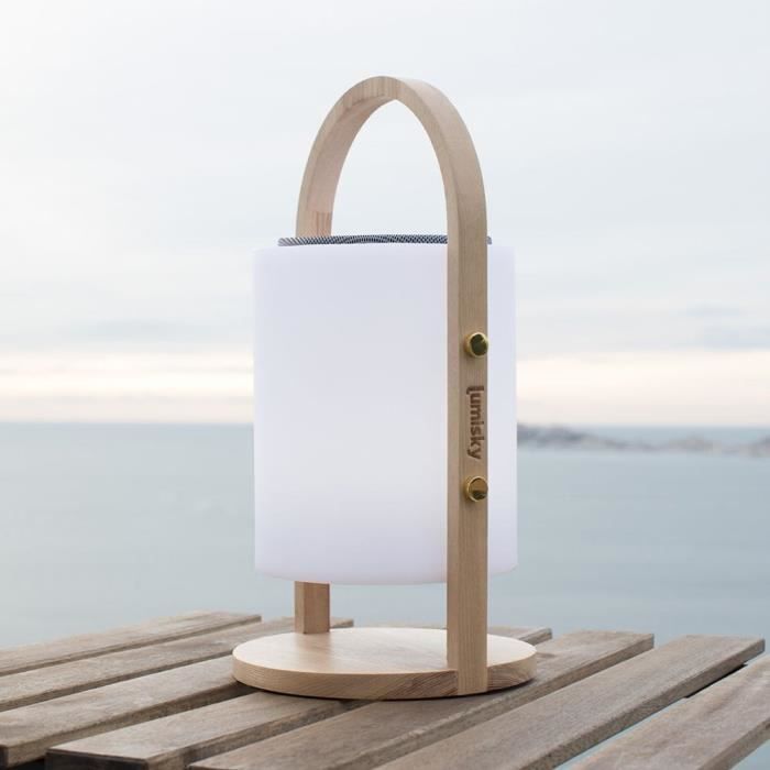 LUMISKY Woody Play Bluetooth Speaker Lamp - H37 cm - Wooden Handle - Dimmable LED