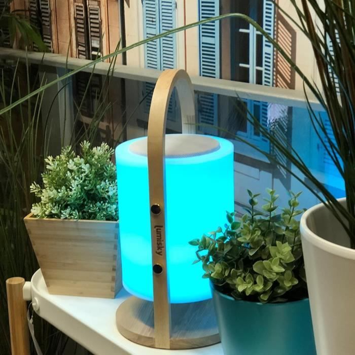 LUMISKY Woody Play Bluetooth Speaker Lamp - H37 cm - Wooden Handle - Dimmable LED