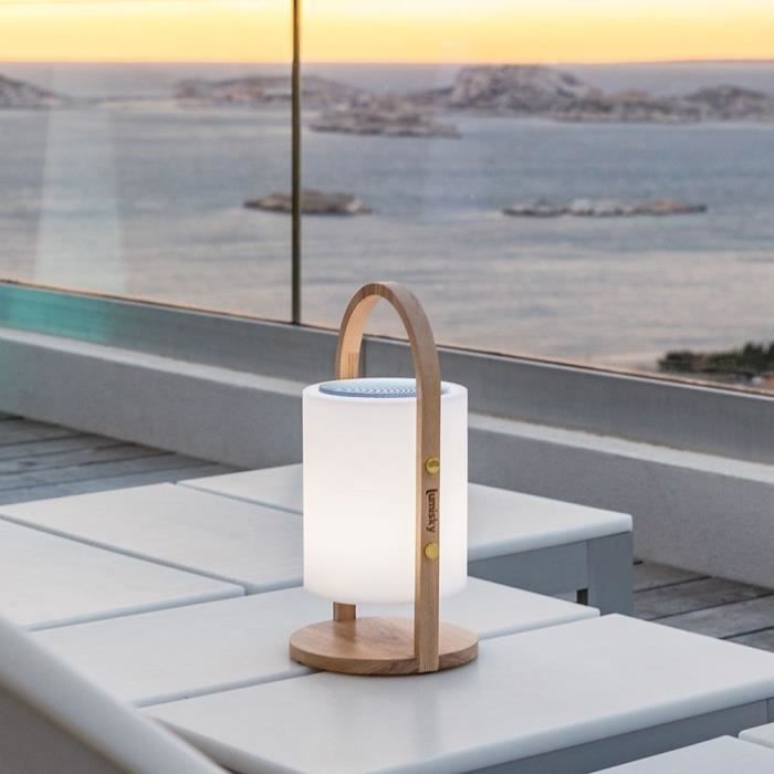 LUMISKY Woody Play Bluetooth Speaker Lamp - H37 cm - Wooden Handle - Dimmable LED