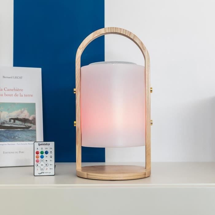 LUMISKY Woody Play Bluetooth Speaker Lamp - H37 cm - Wooden Handle - Dimmable LED