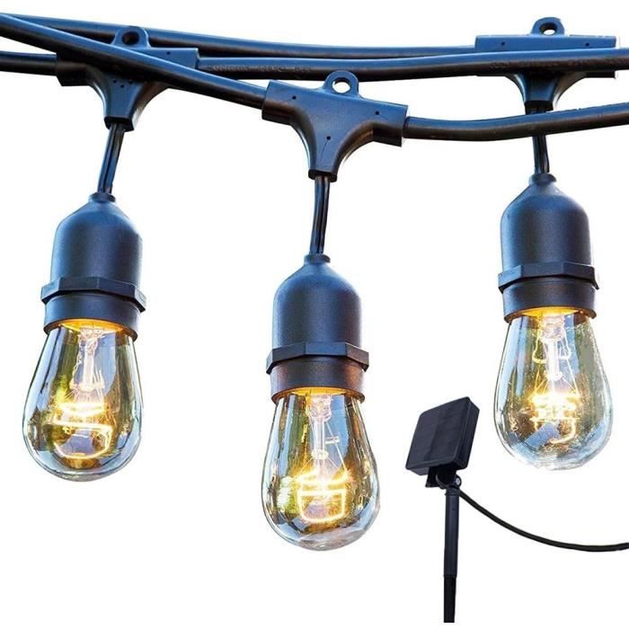 LUMISKY Solar String Lights - MAFY SOLAR - 6.50 m - 10 Vintage Filament Bulbs - Warm White LED
