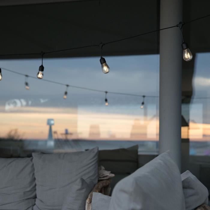 LUMISKY Solar String Lights - MAFY SOLAR - 6.50 m - 10 Vintage Filament Bulbs - Warm White LED