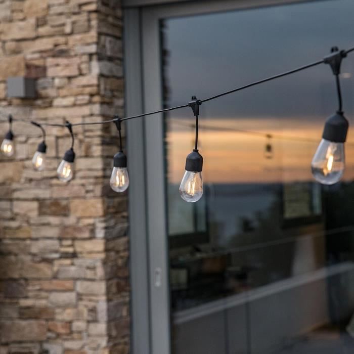 LUMISKY Solar String Lights - MAFY SOLAR - 6.50 m - 10 Vintage Filament Bulbs - Warm White LED