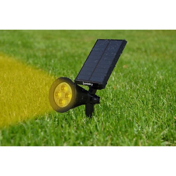 LUMI GARDEN Set of 2 Spiky LED Solar Spotlights, 200 Lumens, Warm White, Waterproof, 34 cm