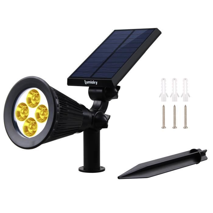 LUMI GARDEN Set of 2 Spiky LED Solar Spotlights, 200 Lumens, Warm White, Waterproof, 34 cm
