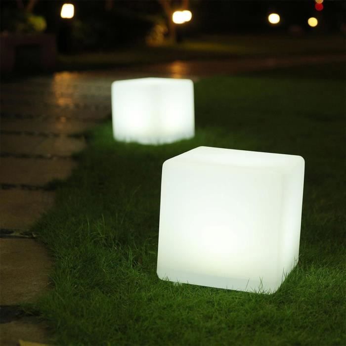 LUMISKY Illuminated Solar Cube - CASY - H30 cm - Coffee Table/Stool - White and Multicolored LED