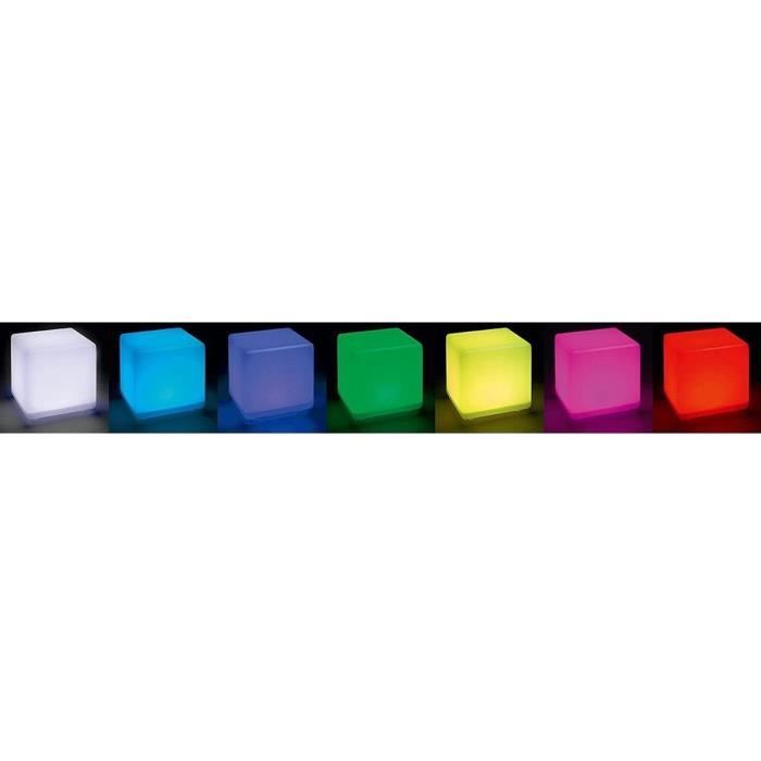 LUMISKY Illuminated Solar Cube - CASY - H30 cm - Coffee Table/Stool - White and Multicolored LED