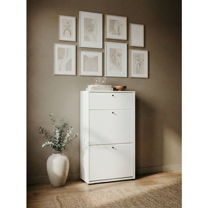Shoe Cabinet - LÜNEBURG - White - 12 Pairs - 58 x 25 x 111 cm