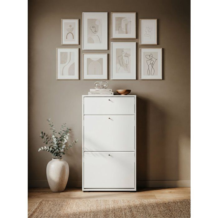 Shoe Cabinet - LÜNEBURG - White - 12 Pairs - 58 x 25 x 111 cm