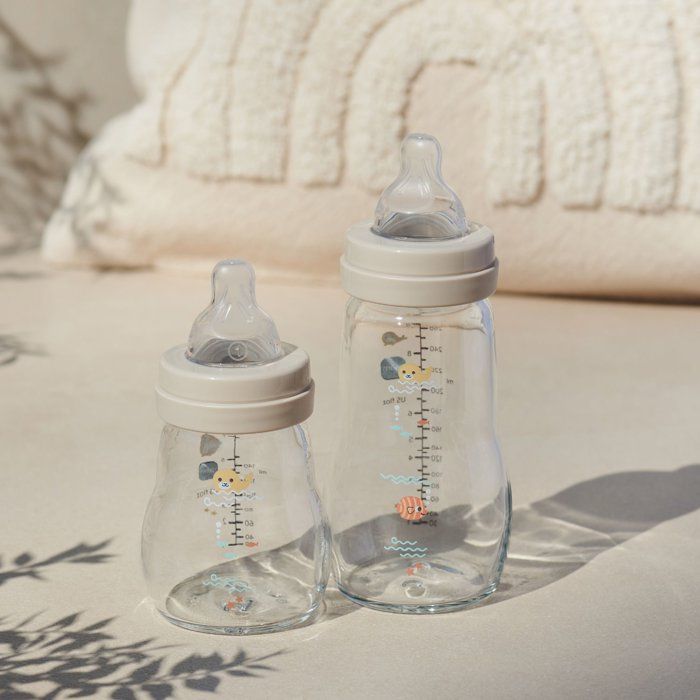 MAM Glass Baby Bottle Set for Newborns - 170 ml + 260 ml Bottles