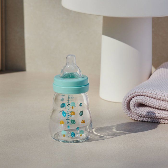 MAM Glass Baby Bottle - 170 ml - Blue - Size 1 Teat