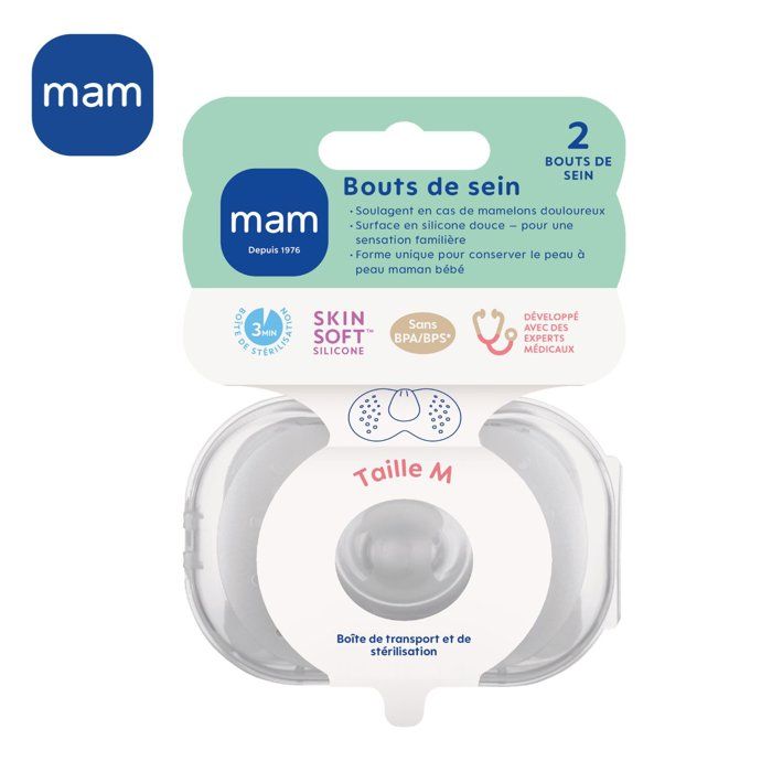 MAM Nipple Shield Size M - Silicone - Sterilizing Box X2