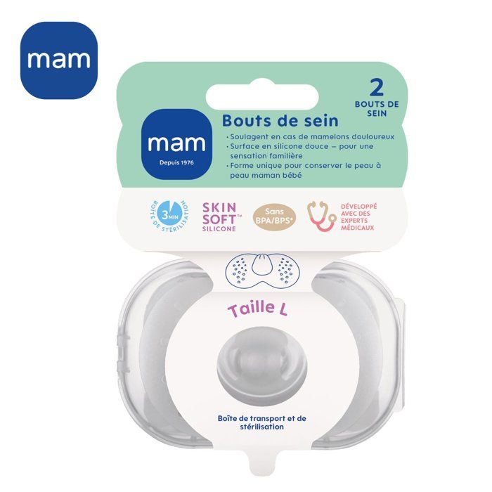 MAM Nipple Shield Size L - Silicone - Sterilizing Box X2