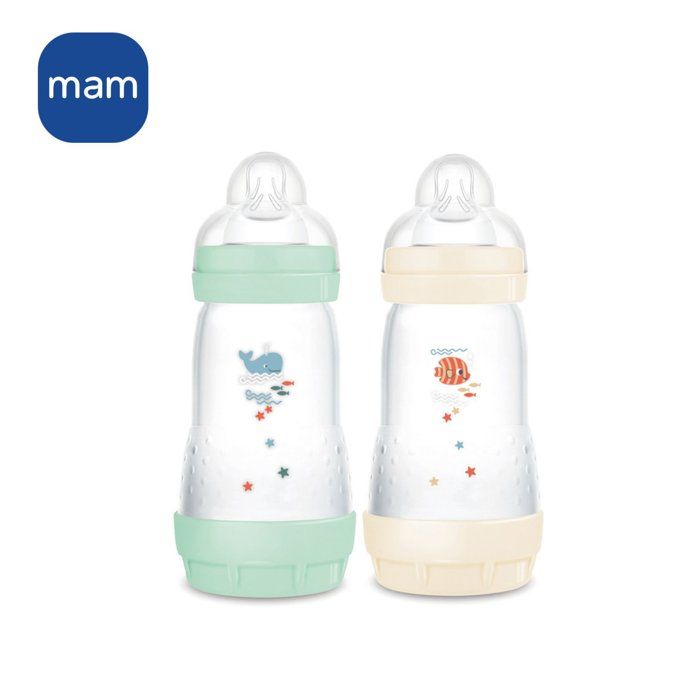 Set of 2 MAM Easy Start Classic Anti-Colic Baby Bottles 260 ml Mint + Cotton