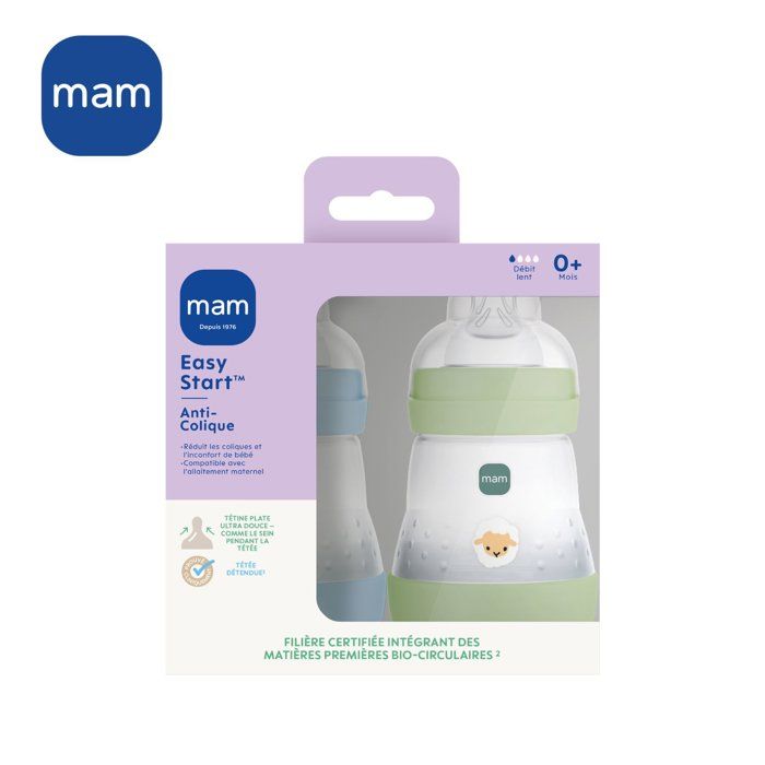 MAM Set of 2 Baby Bottles Easy Start 160 ml - Ocean + Sand