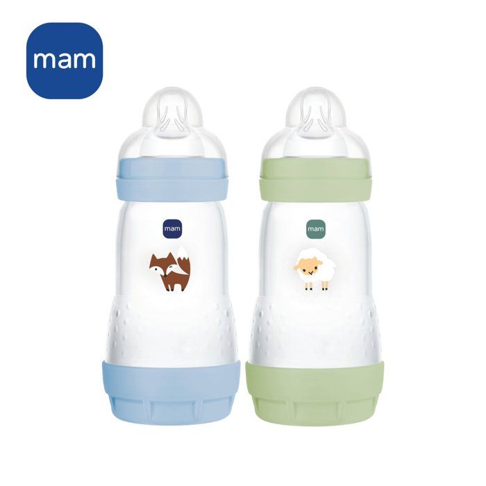 MAM Set of 2 Easy Start Anti-Colic Baby Bottles 260 ml - Ocean + Sand
