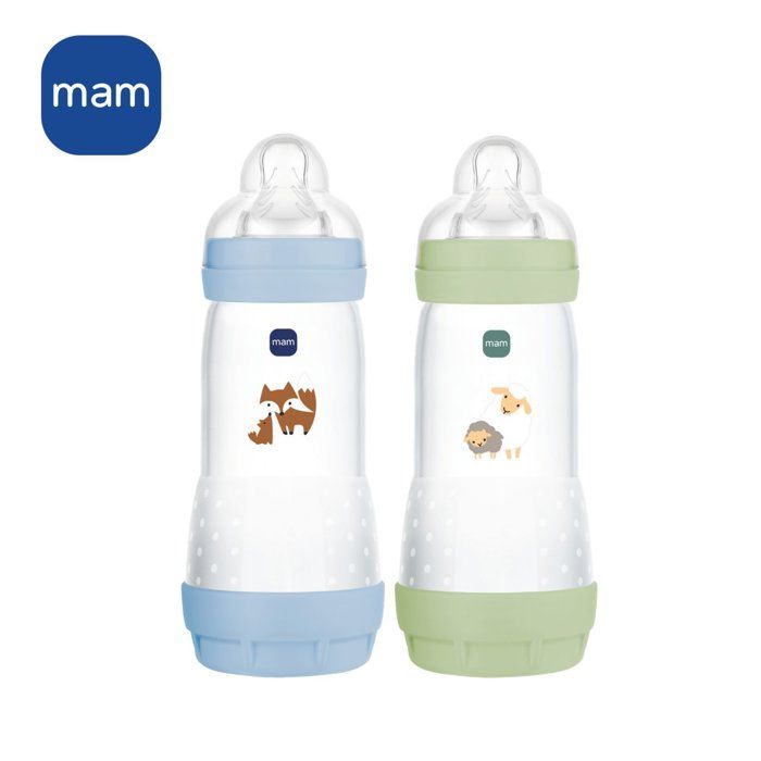 MAM Baby Bottles Set of 2 - Easy Start - Anti-colic - 320 ml - Size 3 Teat - Ocean + Sand