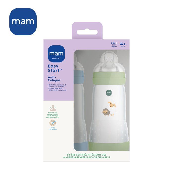 MAM Baby Bottles Set of 2 - Easy Start - Anti-colic - 320 ml - Size 3 Teat - Ocean + Sand