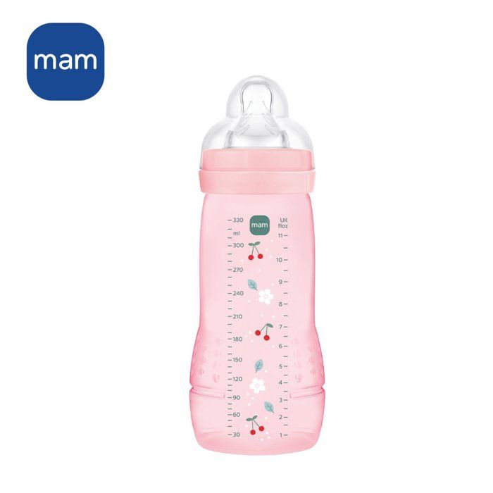 MAM BABY Baby Bottle - Easy Active - 330 ml - X Flow Teat - 6+ months - Berry